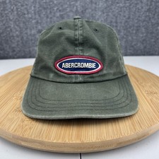 Vintage Ambercrombie & Fitch Hat Cap Leather Strapback OSFM Green Canvas USA picture