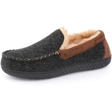 RockDove Men's Hearthfire Memory Foam Moccasin Slipper Black/Charcoal US 10 picture