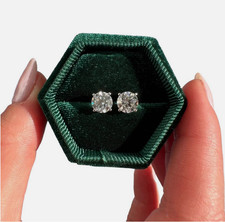 2.00 CT Certified Lab Grown Diamond Stud Earrings VS1 E Color 14K White Gold 7mm picture