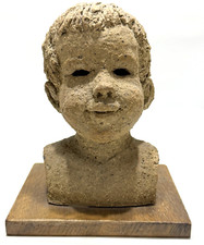 Original 1976 Lois Palmer Huth Young Boy Child Bust Sculpture 6.5