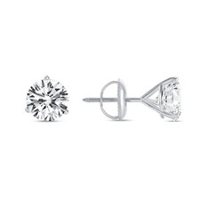 4 Ct E/VVS Round 14K White Gold Lab Created Grown Diamond Earrings Studs Martini picture