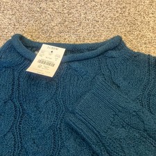 J.Crew Women Teal Blue Cable Knit Mock Roll Neck Sweater CP349 Size S New Preppy picture