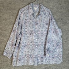 J.Jill Love Linen Size-3X Women’s Essential Shirt Blue Paisley Pastel Button-Up picture