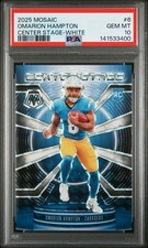 2025 PANINI MOSAIC CENTER STAGE WHITE #6 ROOKIE RC OMARION HAMPTON /25 PSA 10💎 picture