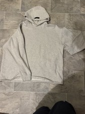 ESSENTIALS Fear of God Gray Logo Hoodie & White Lace-Up Sneakers Lot 0-3M picture