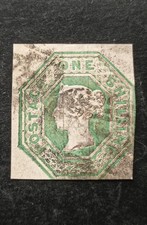GB Queen Victoria 1/ Pale Green SG.54 Used Cut Square Clean Good Quality VF picture