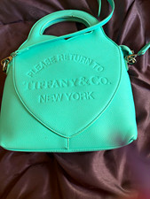 Tiffany & Co. Return to Tiffany Logo Blue Pebbled Leather Satchel Det Strap picture