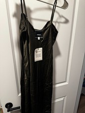 Reformation Brie Silk Dress Pine Tree Sz 10 NWT Maxi Slip $298 picture