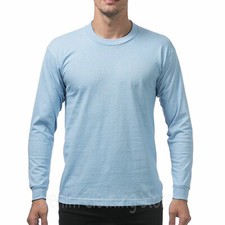 Pro Club Men's Heavyweight Cotton Long Sleeve T-Shirt Crew Neck Plain Tee S-7XL picture