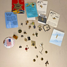 VTG Lapel Pin Lot Patriotic Proud American Bowling Angel Rhinestone Union Made picture