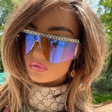 SWAROVSKI Sunglasses Women Mask SK 363 30X Blue Crystal Plastic Frame Gradient picture