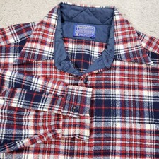 Vintage 70s Pendleton Mens Large Virgin Wool Collared Button Shirt Plaid USA picture