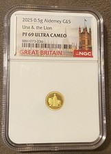 2025 Aldeney 0.5g Una & Lion NGC PF 69 Ultra Cameo Great Britain picture