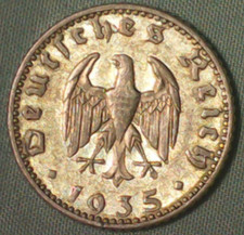 1935-J GERMANY 50 REICHSPFENNIG - XF+/AU CONDITION - FREE US / $12.50 WORLD SHIP picture