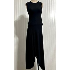 AllSaints Womens US 4 Gia Dress Organic Cotton Ribbed Black Asymmetrical Grunge picture