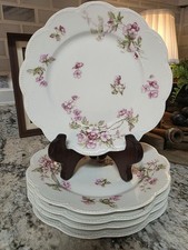 Haviland Limoges Schleiger 241A Pink Blossoms Scalloped Salad Plate Set Of 5 picture