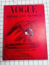Vintage VOGUE Magazine February 1 1946 Americana Number Red Eagle Cover WWII Era picture