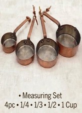 Set of Four Vintage Copper Measuring Cups Clean 1/4 cup -1 cup picture