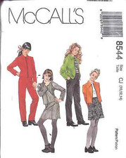 8544 UNCUT McCalls SEWING Pattern Girls Unlined Jacket Pull On Pants Skirt OOP picture