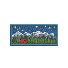 Camping Patch Embroidered Iron-On Applique Souvenir Moon Stars Mountains picture