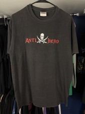 Vtg 90’s Anti Hero Skateboard T Shirt Pirate Graphic Size M Rare Hanes Beefy Tag picture