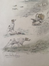 Léon Danchin Signed Hunting Dogs & Game Birds Print 23/500 1938 Vintage picture