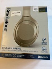 Brookstone Studio Supreme High Performance Wireless Bluetooth Headphones Silver picture