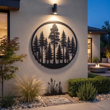 Pine Tree Metal Wall Art, Forest Metal Wall Decor, Outdoor Metal Wall Art picture