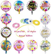 Happy Birthday mylar Foil Balloons (50-Pieces) with 100 Meter Ribbons 18 inch picture