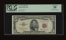 DBR 1953-B $5 Legal Fr. 1534 CA Block PCGS 30 Serial C50225199A picture