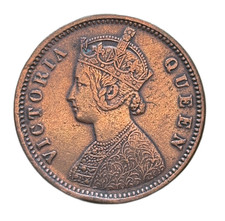 1876 British India Quarter 1/4 Anna Queen Victoria Type B / II Calcutta KM# 467 picture