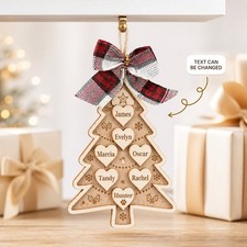 Family Tree Wooden Ornament Personalized Christmas Decor Gift picture