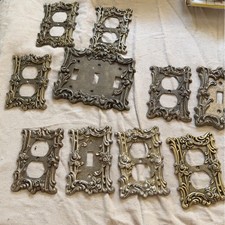Vintage 1960s Floral Rococo Brass Tone  Outlet Cover Lot 10 Edmar AmerTac Vernon picture
