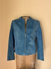 90’s Vtg Clio Turquoise Blue Suede Western Boho Chic Jacket picture