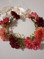 Beautiful Burgundy, Rose and Pink Hair Garland Flower Crown for Weddings or Fair picture