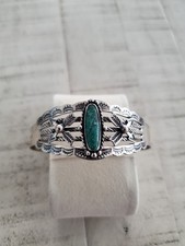 Lovely 1940s Fred Harvey Era Native American Turquoise Sterling Silver Bracelet picture