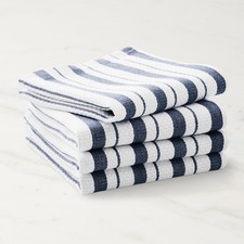 Williams-Sonoma Classic Stripe 100% Cotton Dishcloths Set of 4 (Navy Blue) picture