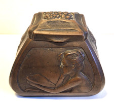 Antique Art Nouveau Patinated Bronze Stamp Box Unsigned picture