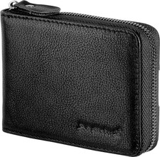 Billetera De Cuero Para Hombre Con Cremallera Alrededor Cartera Multi Bolsillos picture