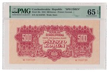 CZECHOSLOVAKIA banknote 500 Korun 1944 PMG grade MS 65 EPQ NEPLATNE  picture