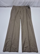 VTG Gianelli Dress Pants Mens 44x36 Beige Wool Pleated Straight Unhemmed NWT picture
