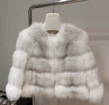White FOX REAL FUR 3/4 Sleeve Short jacket Beautiful Soft Luxurious Winter Fur S picture