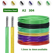 A2 Stainless Steel Wire Rope Cable PVC / Nylon Coated Colorful 1.5mm to 6mm picture