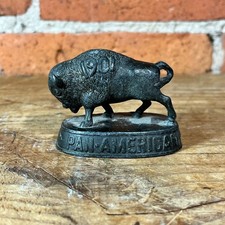 Antique 1901 Pan-American Exposition Buffalo Bison Cast Metal Paperweight picture