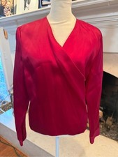 Talbots Deep Red or Rust 100% Silk Wrap Blouse size 12 picture