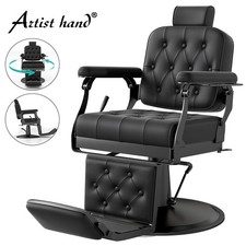 Black Vintage Recline All Purpose Barber Chair Hydraulic Heavy Duty Beauty Salon picture
