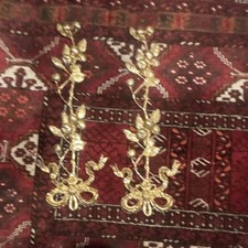 Vtg Italian Cast Brass Wall Plaques Pair Hollywood Regency Botanical Bow Rare picture
