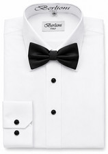 Berlioni Italy Men's Premium Formal Tuxedo Shirt With Bow Tie picture