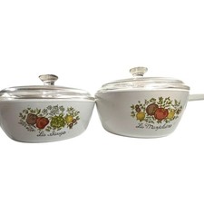 Vtg Corning Ware 1 & 1.5 pints La Marjolaine & La Sauge sauce pans Lids homecore picture