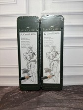 Faber-Castell 6 Castell 9000 Graphite Artist Pencil Tin Set Pack of 2 NWT picture